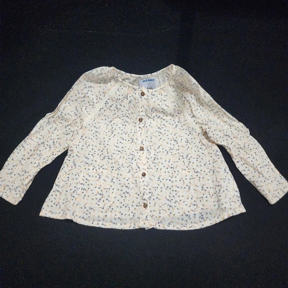 Old Navy Floral‎ Print Long Sleeve Button Front Top Girls Size 5T
